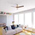 Vaxcel Curtiss Satin Brass Mid Century Modern MCM Wood Propeller Ceiling Fan with LED Light Kit and Remote